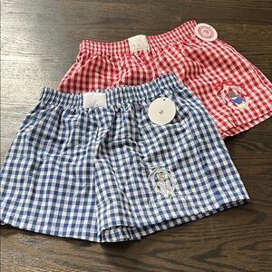 Gingham Checkered Shorts Set - Blue and Red